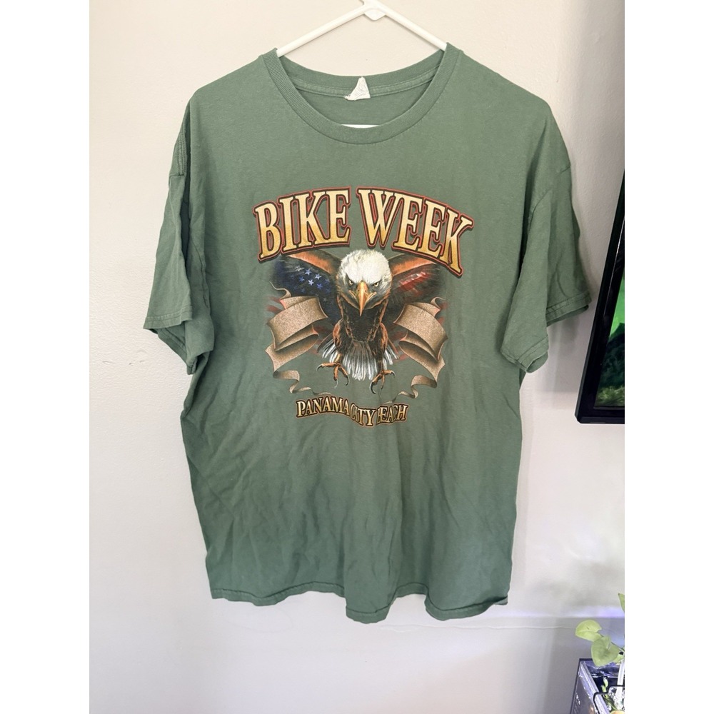 Vintage Double Sided Eagle Biker Tee Panama City Beach Bike Week T-Shirt XL